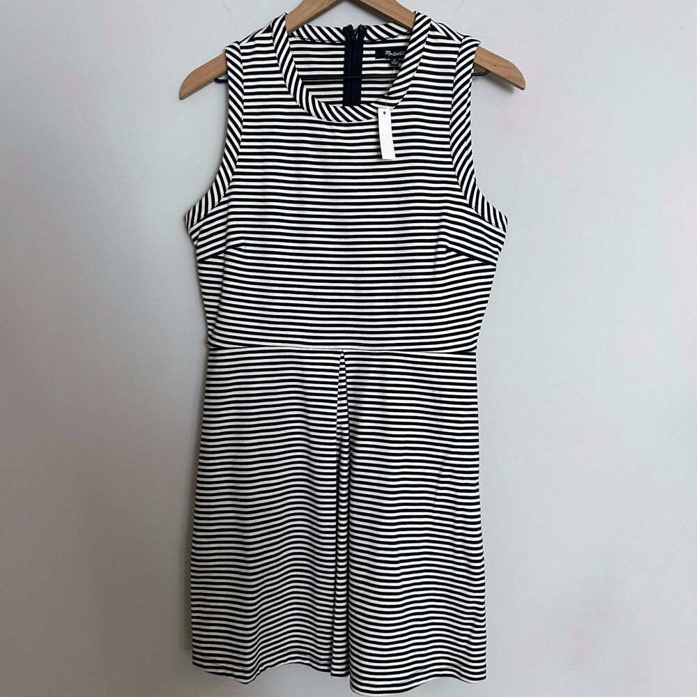 Madewell Navy and White Striped Afternoon Dress Fit and Flare Size Medium